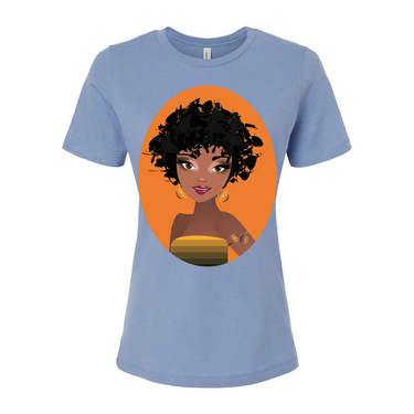 Natural Fro Yelani women’s relaxed jersey tee made from 100% cotton, featuring a comfortable and stylish fit perfect for casual wear.